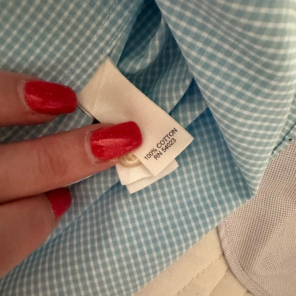 Banana Republic Light Blue Checkered Dress Shirt